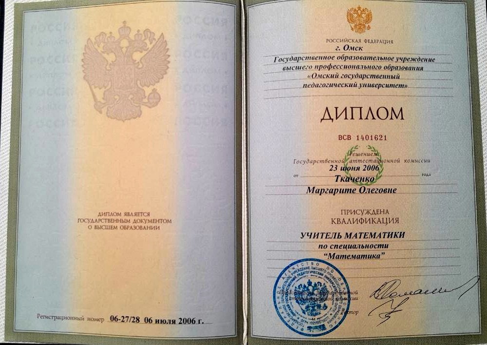 Диплом учителя математики